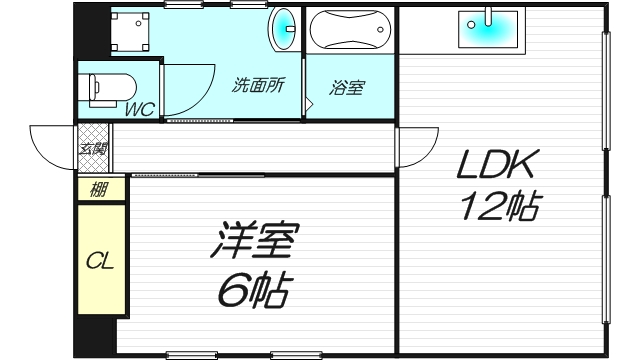 大阪府大阪市東淀川区下新庄４丁目11-37メイティーテン103号室1LDK40㎡の間取り図